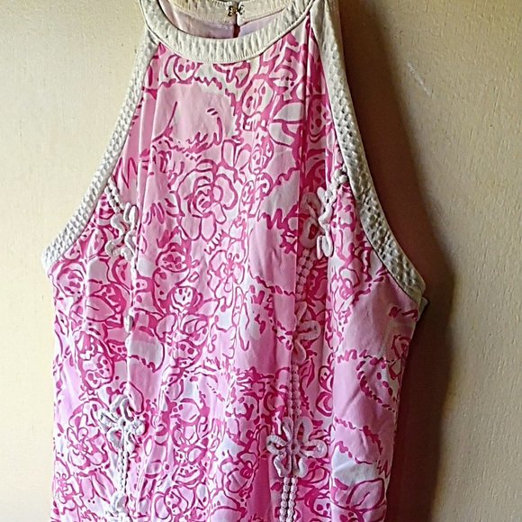 Lilli Pulitzer Pink Floral Hand Painted Dress - Size 10 - Picture 1 of 2